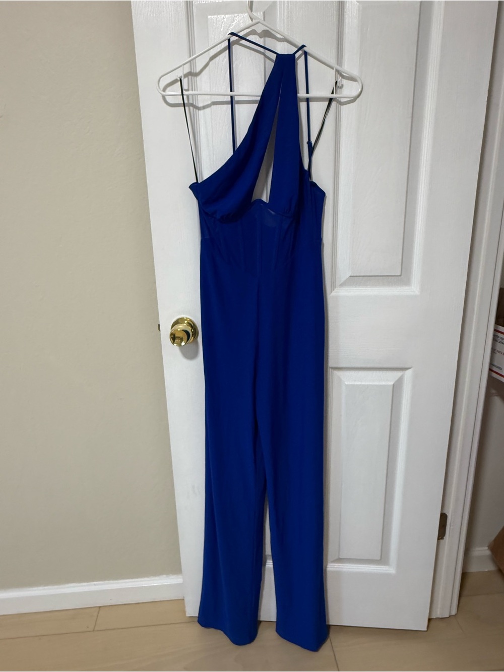 Elvi Cobalt Blue One-Shoulder Jumpsuit